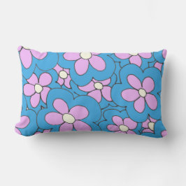 Blå och Rosa Blå design Hand plockade Lumbarkudde
