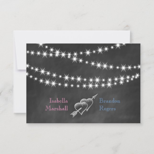 Blå och Rosa Blackboard Twinkle Ljus OSA. OSA Kort (Framsida)