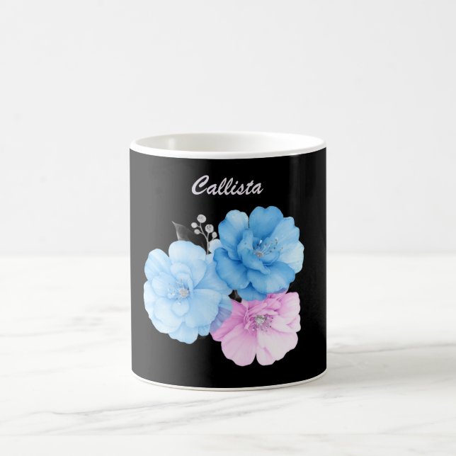 Blå och Rosa Blommig Chic Kaffemugg (Center)