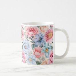 Blå och rosa blommig  kaffemugg