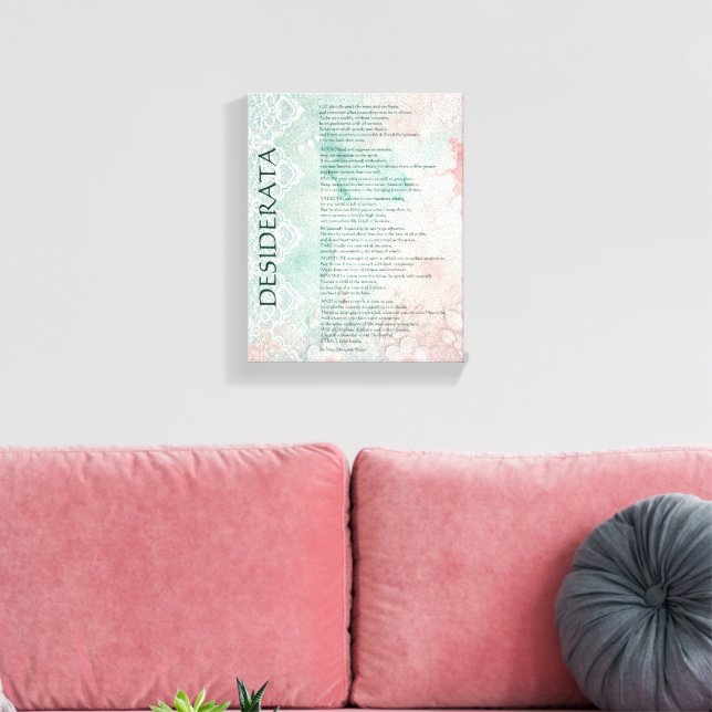 Blå och rosa blommig och spets canvastryck (Insitu (Vardagsrum))