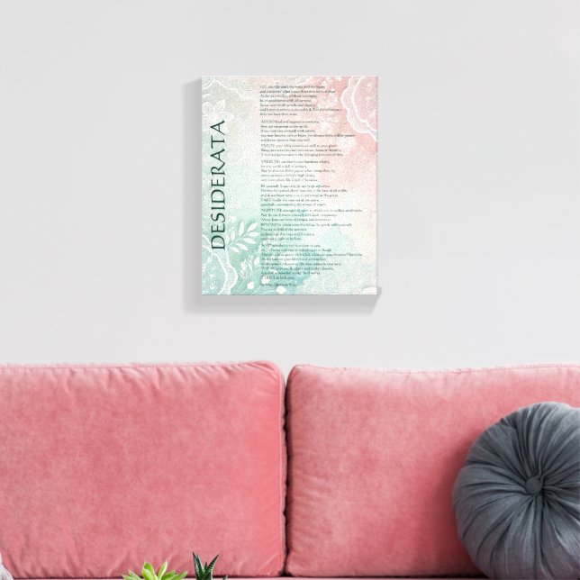 Blå och rosa blommig och spets canvastryck (Insitu (Vardagsrum))