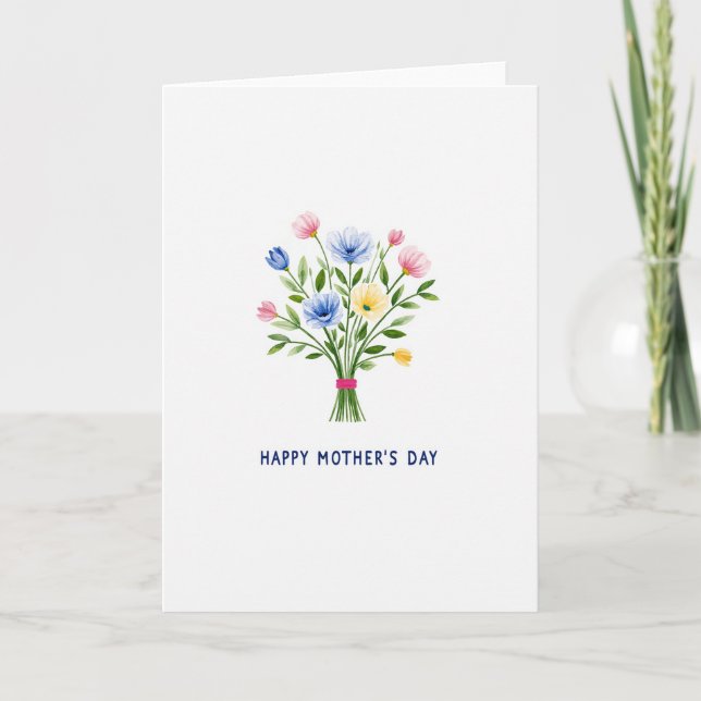 Blå Och Rosa Blommor Kort (Framsida)