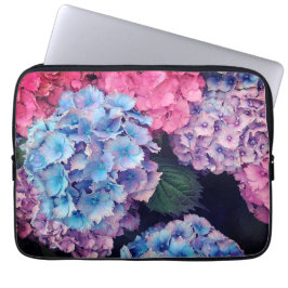 Blå och rosa blommor laptop fodral