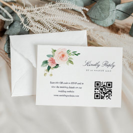Blå och rosa blommor QR-OSA kort
