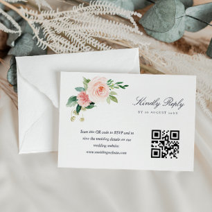 Blå och  rosa blommor QR-OSA kort