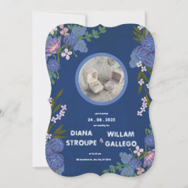 Blå och rosa blomsterglas Modern Klassisk Bröllops