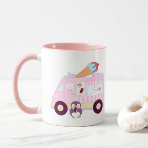 Blå och Rosa Cute Bunny Rabbit Ice Cream Lastbil Mugg