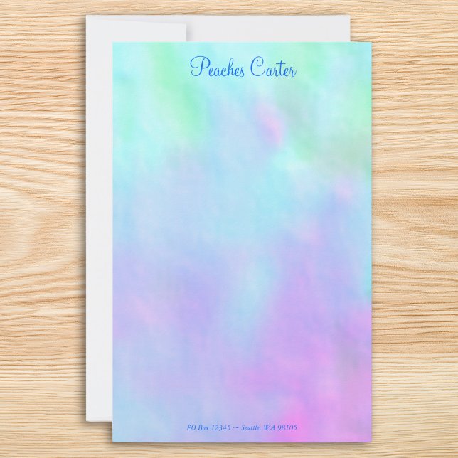 Blå och rosa digital design brevpapper (Blue and Pink Digital Design Stationery)
