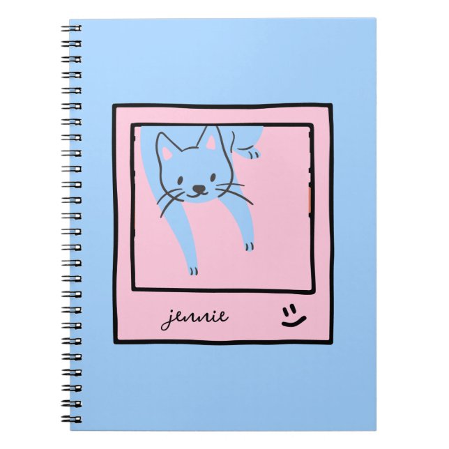 Blå och Rosa Färg av akut katt Anteckningsbok (Framsidan)
