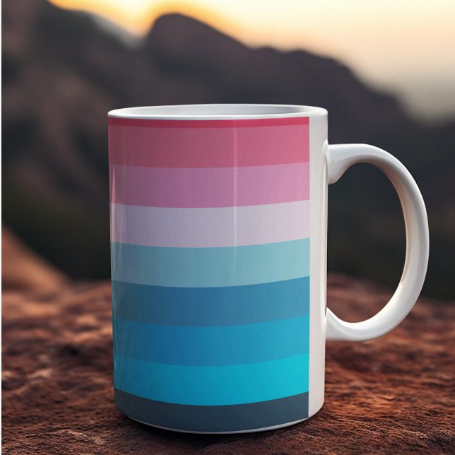 Blå och Rosa Färg Shades Rand Kaffemugg (mugs and cups)