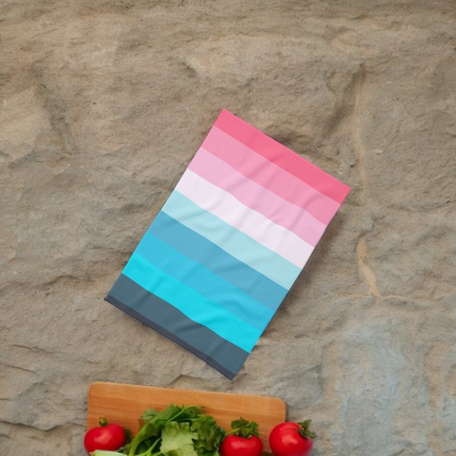 Blå och Rosa Färg Shades Rand Kökshandduk (Kitchen Towel)