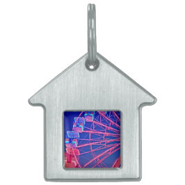 Blå och rosa Ferris-hjul ID-bricka Husdjur