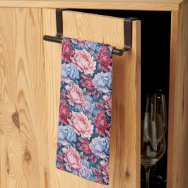 Blå och Rosa Flowers Kökshandduk