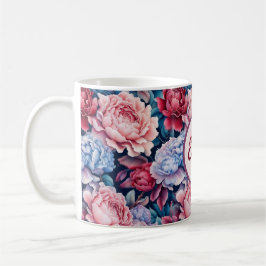 Blå- och Rosa Flowers-Personlig Kaffemugg