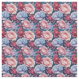 Blå och Rosa Flowers Tyg