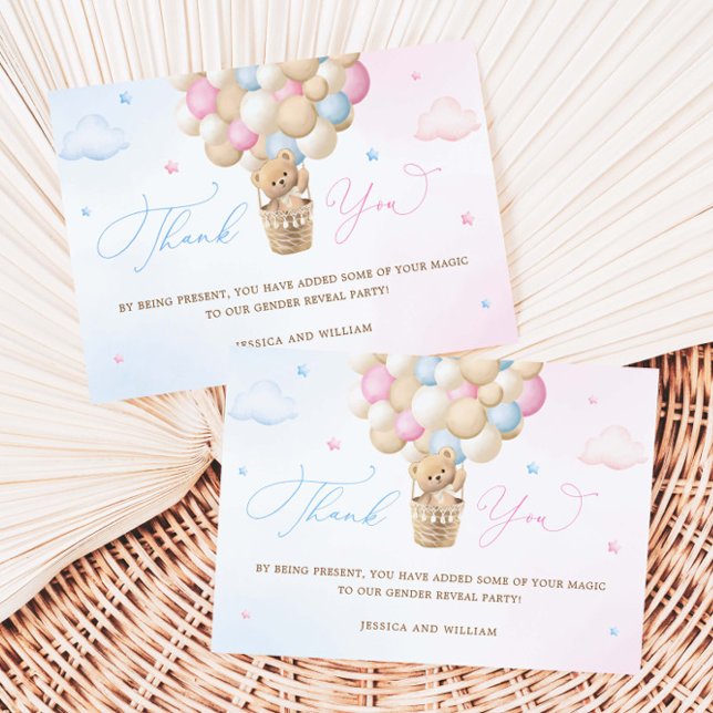 Blå och Rosa Gender Reveal Tack Kort (Skapare uppladdad)