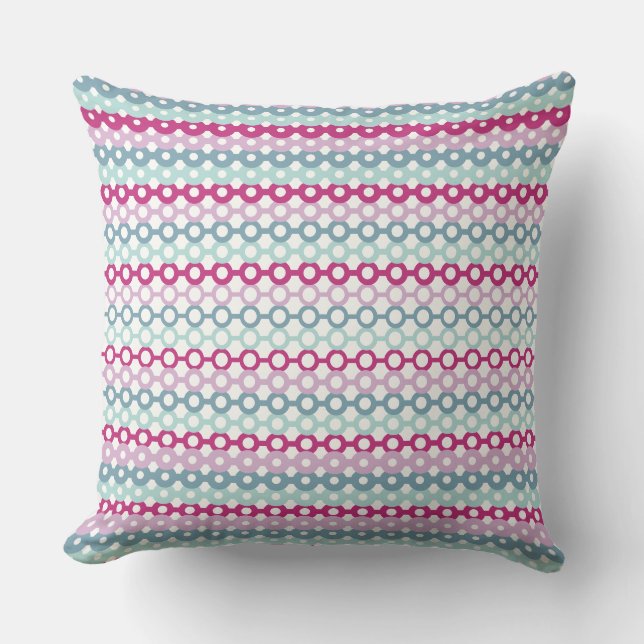 Blå och rosa geometrisk kudde (Framsida)