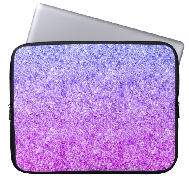 Blå och Rosa Glitter Laptop Sleeve (Framsidan)