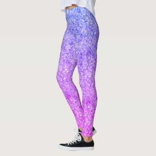Blå och Rosa Glitter Mönster Leggings