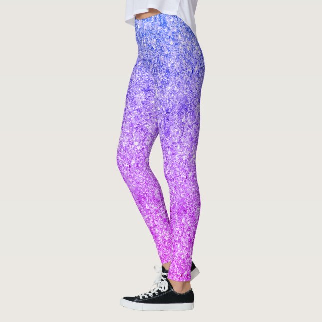 Blå och Rosa Glitter Mönster Leggings (Vänster)