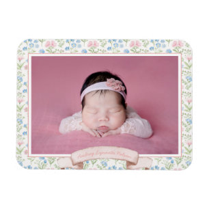 Blå och Rosa GrandMillennium Flower Photo Baby Magnet