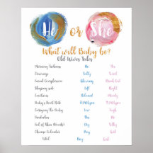 Blå och Rosa Han eller hon Poster gamla nästlar