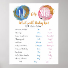 Blå och Rosa Han eller hon Poster gamla nästlar