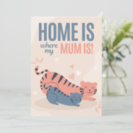 Blå och Rosa Hemma är där min mamma är Mors dag Julkort