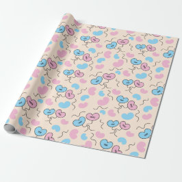 Blå och rosa herr och fru ballonger bröllop sömlös presentpapper