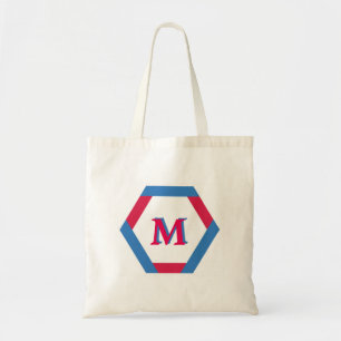 Blå och Rosa Hexa Round Anpassningsbar Monogram Tygkasse
