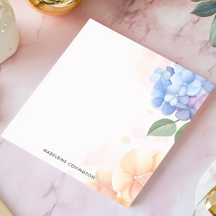 Blå och Rosa Hydrangea Blommigt Personlig Namn Anteckningsblock