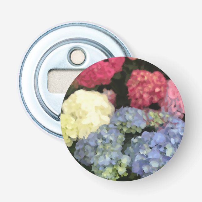 Blå och Rosa Hydrangea Digital Flower Paeing Flasköppnare (Framsidan)