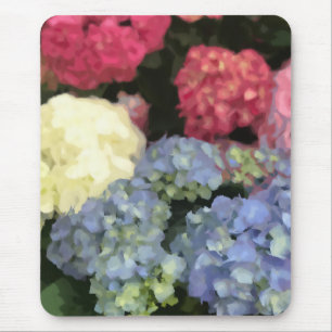 Blå och Rosa Hydrangea Digital Flower Paeing Musmatta
