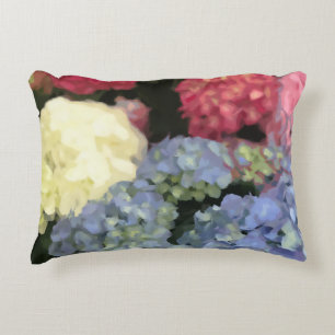 Blå och Rosa Hydrangea Digital Flower Paeing Prydnadskudde