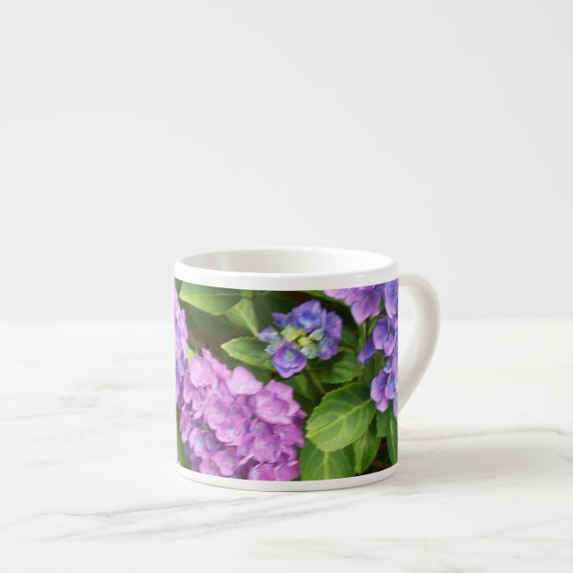 Blå och Rosa Hydrangea Espresso Mugg Espressomugg (Framsida höger)