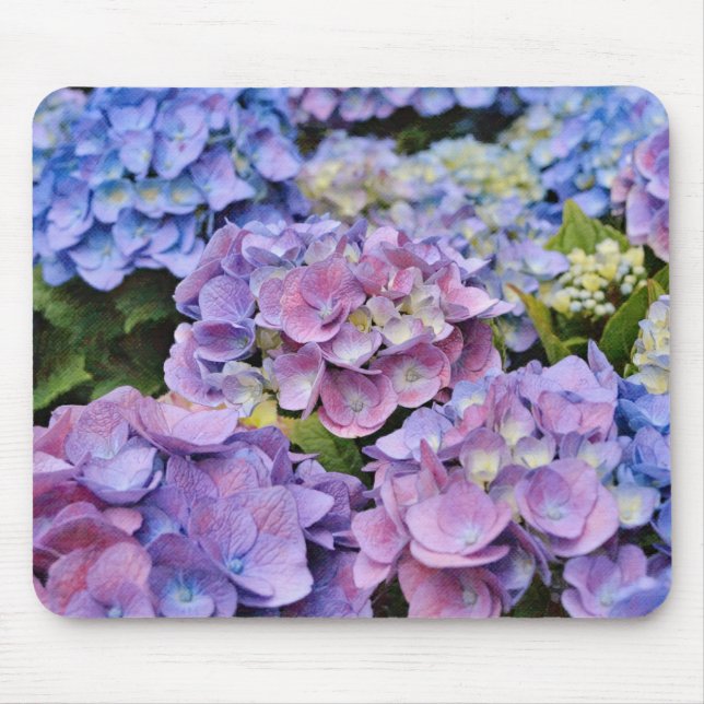 Blå och Rosa Hydrangea Flower Art Mouse Pad Musmatta (Framsidan)