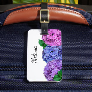 Blå och Rosa Hydrangea Flowers Anpassningsbar Lugg Bagagebricka