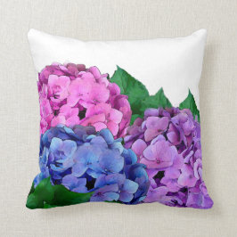 Blå och Rosa Hydrangea Flowers Kudde