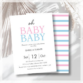 Blå och Rosa | Inbjudan till Twin Baby Shower