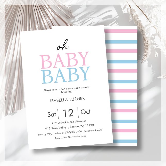 Blå och Rosa | Inbjudan till Twin Baby Shower (Skapare uppladdad)