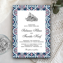 Blå och rosa islamisk arabesk muslimsk bröllop