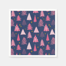 Blå och Rosa Julgran Mönster Pappersservett