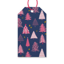 Blå och Rosa Julgran Mönster