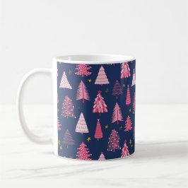 Blå och rosa julgransmönster kaffemugg