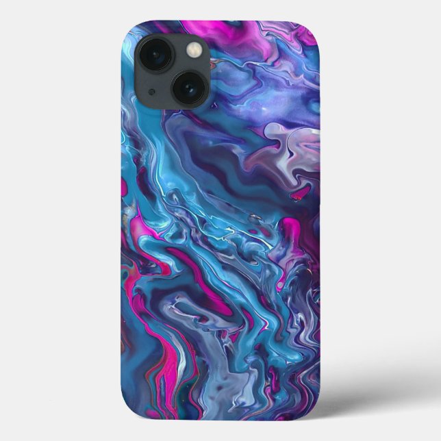 Blå och Rosa Marble Akryllikabstraktion (Baksida)