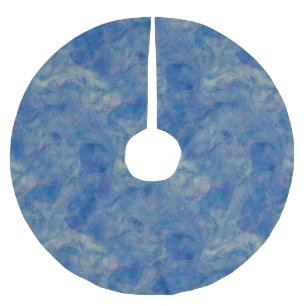 Blå och Rosa Marble Akryllikabstraktion Julgransmatta Borstad Polyester