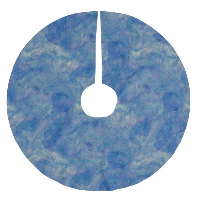 Blå och Rosa Marble Akryllikabstraktion Julgransmatta Borstad Polyester (Framsidan)