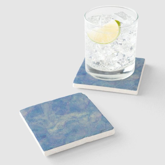 Blå och Rosa Marble Akryllikabstraktion Stenunderlägg (Sidan)
