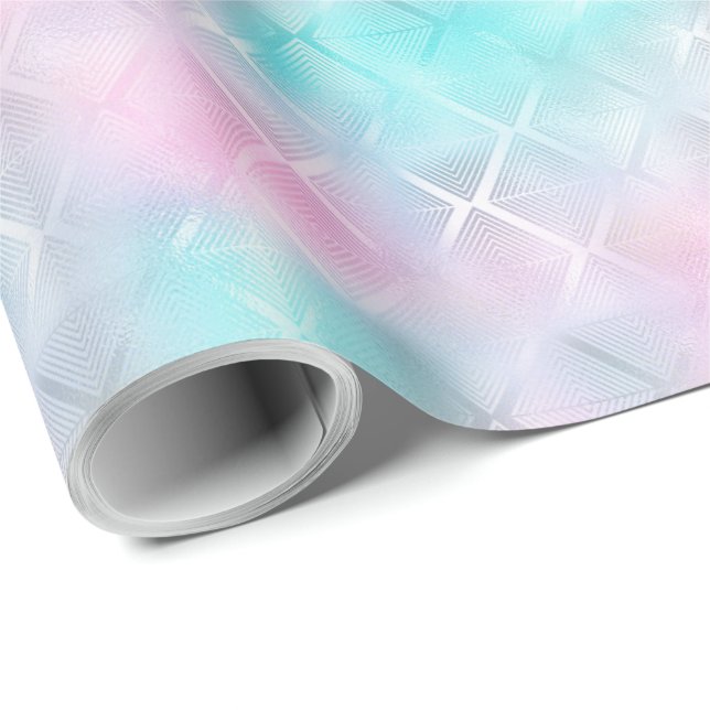 Blå och Rosa Marble Titta vattenfärger Presentpapper (Rullad Hörn)